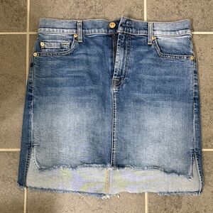 7 For All Mankind Blue Denim Skirt